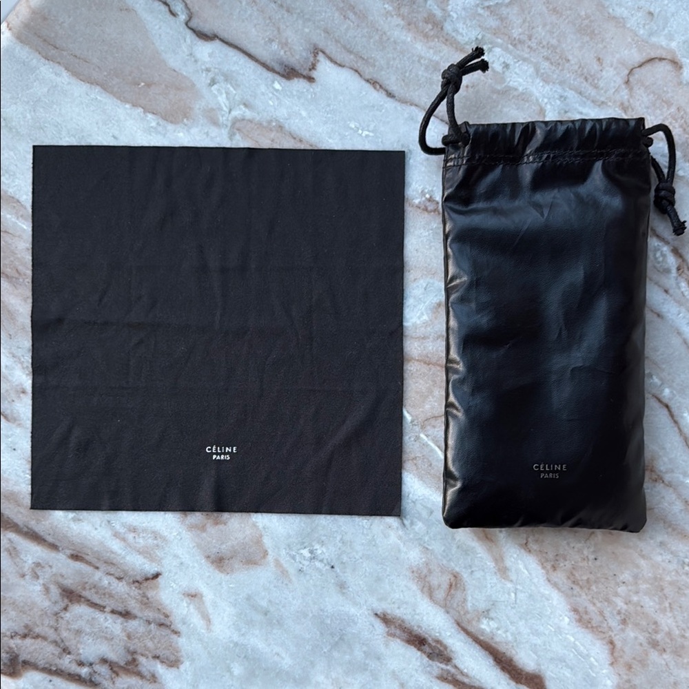 Celine Black Sunglasses Case & Cloth - Sleek Minimalist Design